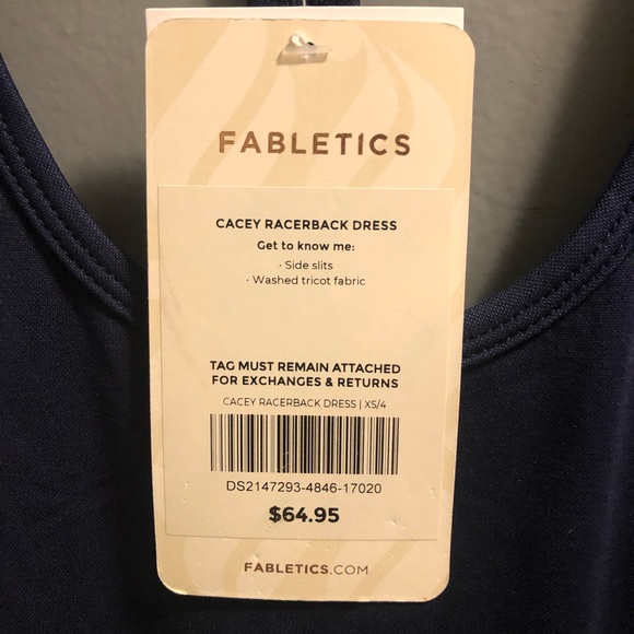 Fabletics cacey racerback dress.  NWT. Navy. XS/4. - Picture 3 of 6